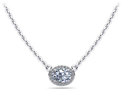 Oval Halo Lab - Grown Diamond Pendant with 0.40 ct. (0.33 ct. center diamond) - Luxury Time NYC