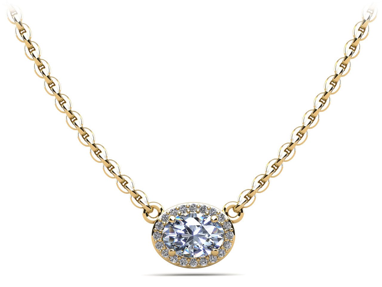 Oval Halo Lab - Grown Diamond Pendant with 0.40 ct. (0.33 ct. center diamond) - Luxury Time NYC