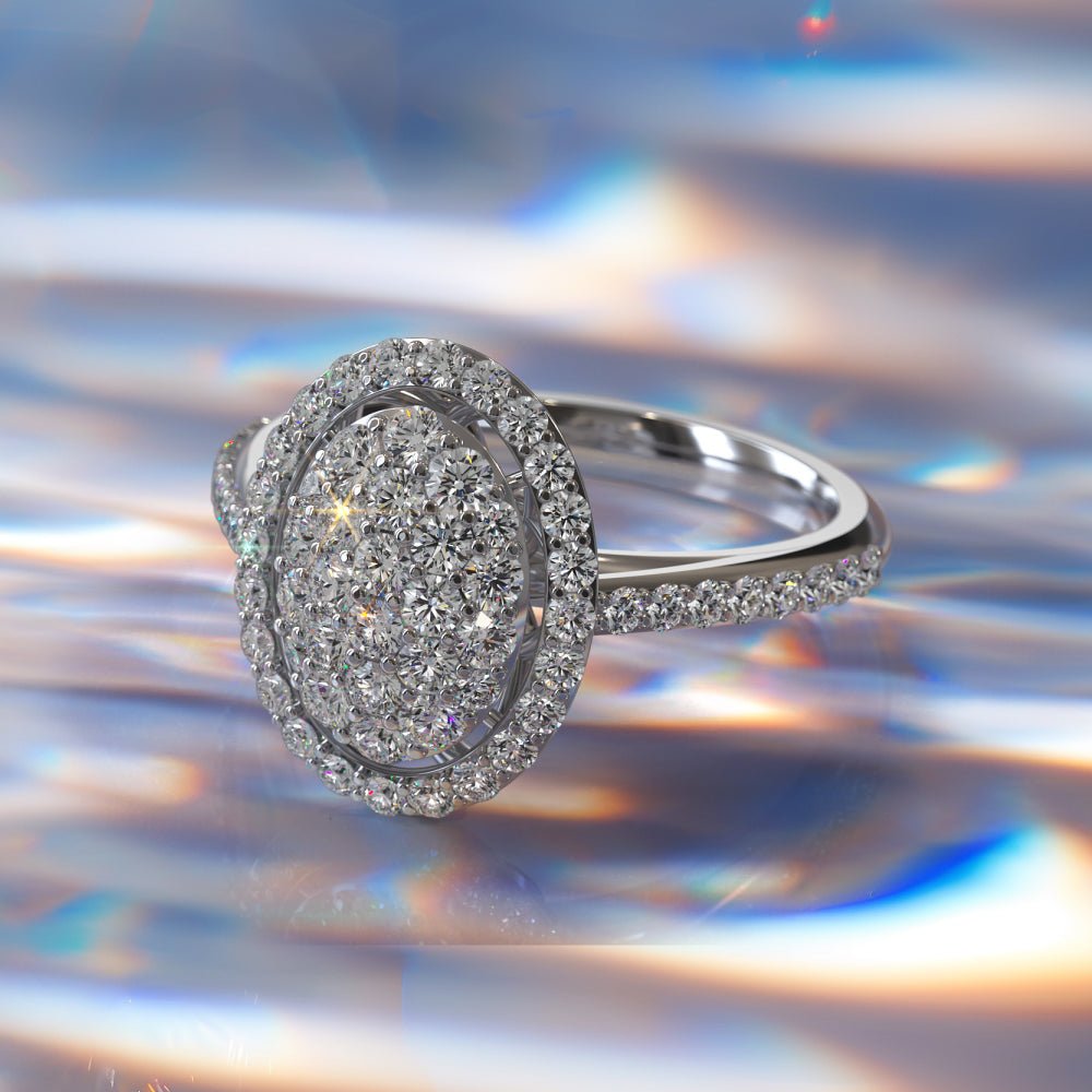 Oval Illusion Diamond Accented Lab - Grown Diamond Ring with 1.14 ct.(finished) - Luxury Time NYC