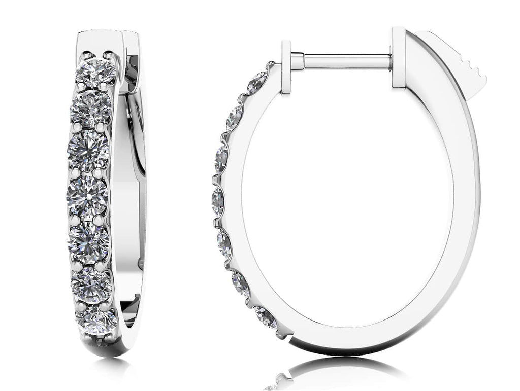 Oval Shaped Diamond Hoop Earrings with 0.53 ct.(finished) 2mm - Luxury Time NYC