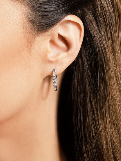 Oval Shaped Lab - Grown Diamond Hoop Earrings with 0.27 ct.(finished) 1.5mm - Luxury Time NYC