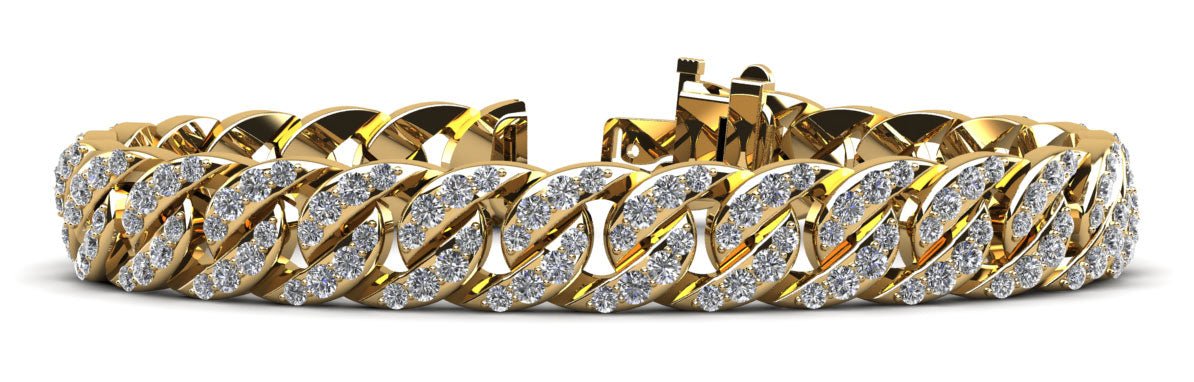 Overlapping Cuban Link Diamond Bracelet with 6.16 ct.(finished) 1.6mm, 2.1mm - Luxury Time NYC