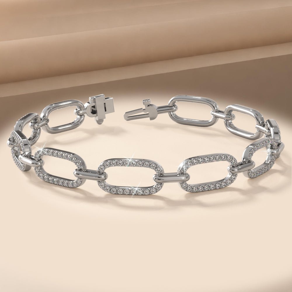 Paperclip Diamond Link Lab - Grown Diamond Bracelet with 2.60 ct.(finished) 1.4mm - Luxury Time NYC