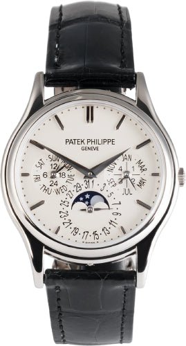 Patek Philippe 37.2mm Grand Complications White Opaline Index White Gold Leather Automatic | 5140G - 001 - Luxury Time NYC