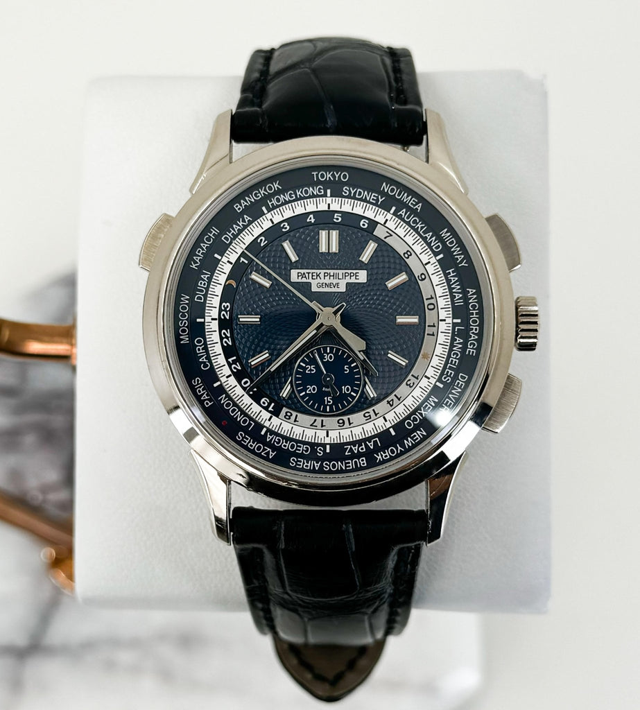 Patek Philippe 39.50mm Men Complications World Time Chronograph Watch Blue Dial 5930G - Luxury Time NYC