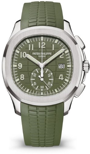 Patek Philippe Aquanaut Chronograph White Gold Khaki Green Dial 5968G-010 - Luxury Time NYC