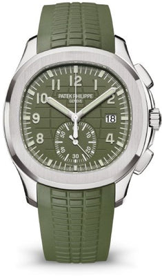 Patek Philippe Aquanaut Chronograph White Gold Khaki Green Dial 5968G-010 - Luxury Time NYC