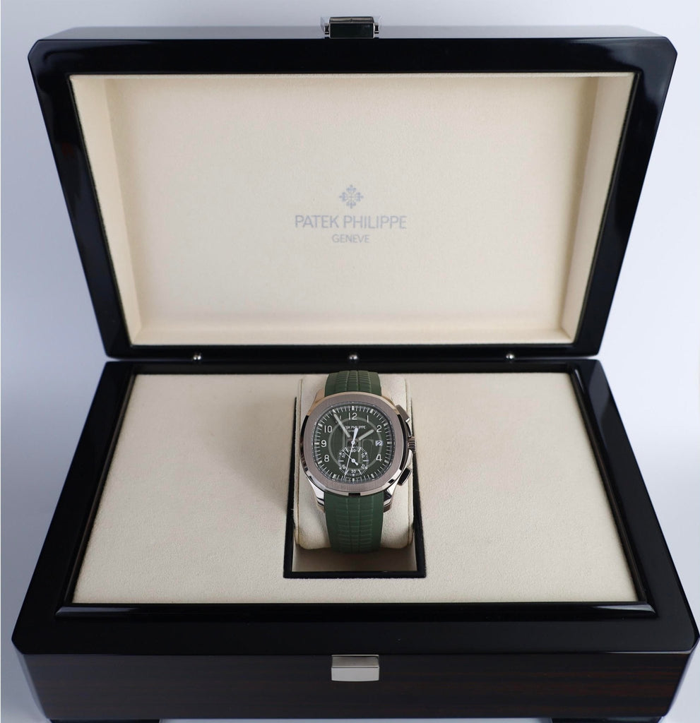 Patek Philippe Aquanaut Chronograph White Gold Khaki Green Dial 5968G - 010 - Luxury Time NYC