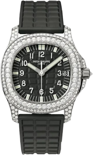 Patek Philippe Aquanaut Ladies White Gold Diamonds Black Dial | 5069G - 001 - Luxury Time NYC