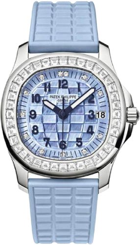 Patek Philippe Aquanaut Ladies White Gold Diamonds Set Blue Mother of Pearl Dial | 5072G - 001 - Luxury Time NYC