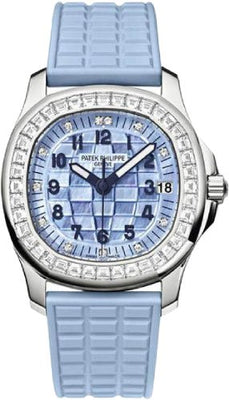 Patek Philippe Aquanaut Ladies White Gold Diamonds Set Blue Mother of Pearl Dial | 5072G - 001 - Luxury Time NYC