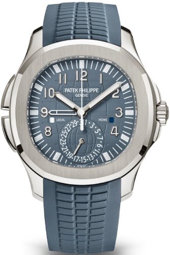 Patek Philippe Aquanaut Travel Time White Gold Opaline Blue - Gray Dial - 5164G - 001 - Luxury Time NYC