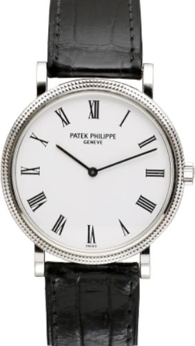 Patek Philippe Calatrava 35mm White Roman Hobnail White Gold Leather | 5120G - 001 - Luxury Time NYC