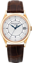 Load image into Gallery viewer, Patek Philippe Calatrava 38mm Silver Date Rose Gold Leather | 5296R - 001 - Luxury Time NYC