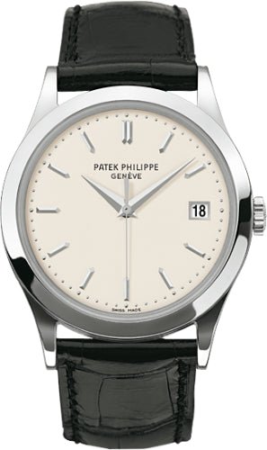 Patek Philippe Calatrava 38mm White Opaline Index Date White Gold Leather | 5296G - 010 - Luxury Time NYC