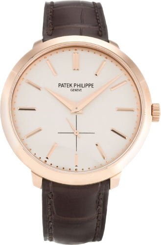 Patek Philippe Calatrava 38mm White Roman Hobnail Rose Gold Leather | 5123R - 001 - Luxury Time NYC