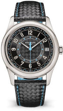 Load image into Gallery viewer, Patek Philippe Calatrava Date Sweep Seconds White Gold Black Carbon Motif Dial Sky Blue 6007G-011 - Luxury Time NYC