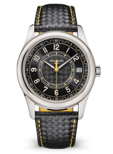 Load image into Gallery viewer, Patek Philippe Calatrava Date Sweep Seconds White Gold Black Carbon Motif Yellow Dial 6007G-001 - Luxury Time NYC