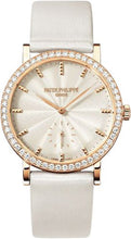 Load image into Gallery viewer, Patek Philippe Calatrava Ladies 31mm Cream Guillouche Diamond Bezel Rose Gold Leather Manual | 7120R - 001 - Luxury Time NYC