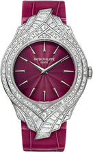 Load image into Gallery viewer, Patek Philippe Calatrava Ladies 34mm Cherry Red Index White Gold Diamond Set Leather Manual | 4895G - 001 - Luxury Time NYC