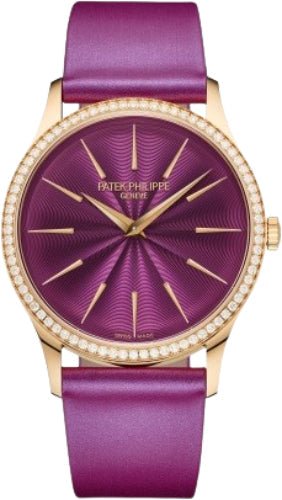 Patek Philippe Calatrava Ladies Joaillerie Rose Gold Purple Dial | 4997/200R - 001 - Luxury Time NYC