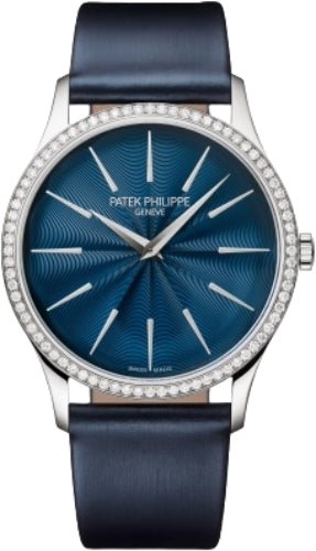 Patek Philippe Calatrava Ladies Joaillerie White Gold Blue Dial | 4997/200G - 001 - Luxury Time NYC