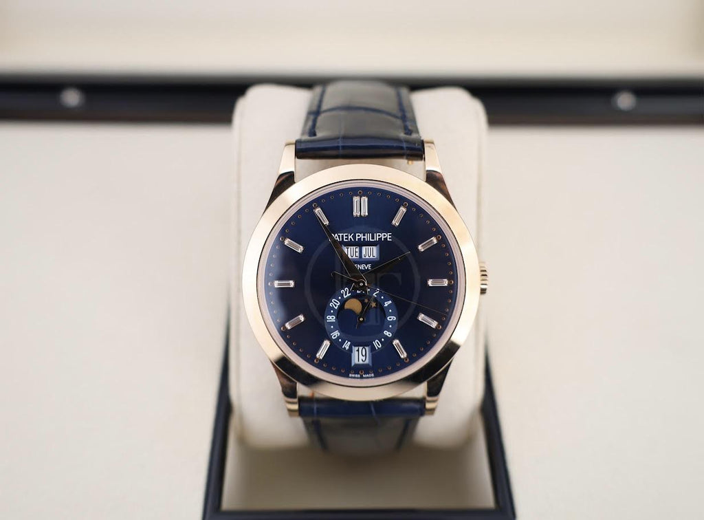 Patek Philippe Complications 38.5 mm Rose Gold Blue Baguette Diamond Dial - 5396R - 015 - Luxury Time NYC