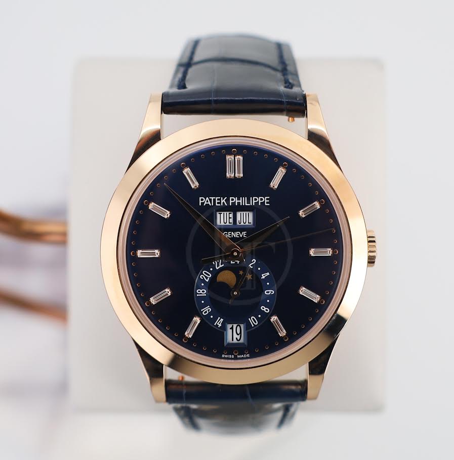 Patek Philippe Complications 38.5 mm Rose Gold Blue Baguette Diamond Dial - 5396R - 015 - Luxury Time NYC