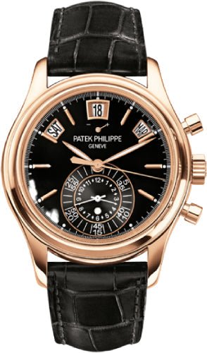 Patek Philippe Complications Annual Calendar Flyback Chronograph Rose Gold 43.25mm Black Dial | 5960R - Luxury Time NYC