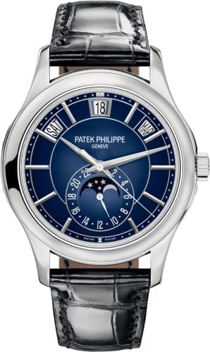 Patek Philippe Complications Annual Calendar Moon Phase White Gold Blue Dial - 5205G - 013 - Luxury Time NYC