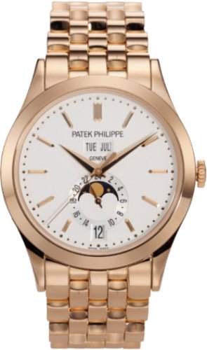 Patek Philippe Complications Annual Calendar Moon Phases Rose Gold Silver Opaline Dial | 5396/1R - 010 - Luxury Time NYC