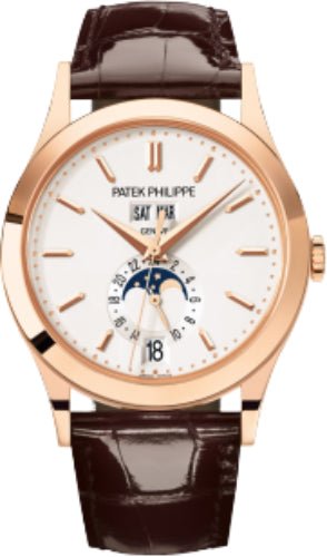 Patek Philippe Complications Annual Calendar Moon Phases Rose Gold Silver Opaline Dial | 5396R - 011 - Luxury Time NYC