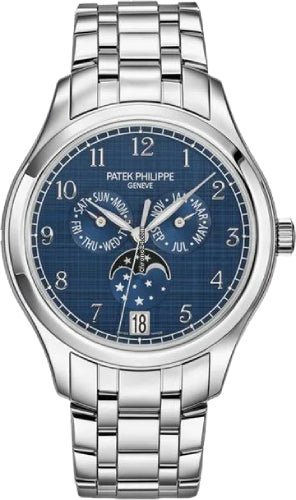 Patek Philippe Complications Annual Calendar Moon Phases Stainless Steel Blue Dial - 4947/1A - 001 - Luxury Time NYC