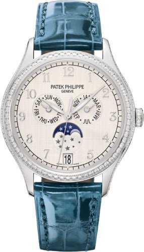 Patek Philippe Complications Annual Calendar Moon Phases White Gold Silver Dial - 4947G - 010 - Luxury Time NYC