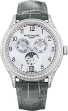 Load image into Gallery viewer, Patek Philippe Complications Annual Calendar Moon Phases White Gold White Mother of Pearl Dial Diamond Bezel 38mm - 4948G - 010 - Luxury Time NYC