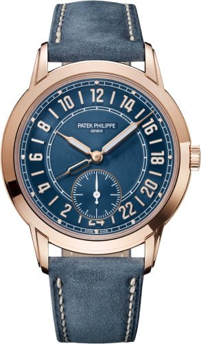 Patek Philippe Complications Calatrava 24 - Hour Display Travel Time Rose Gold Blue Dial | 5224R - 001 - Luxury Time NYC