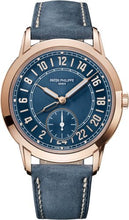 Load image into Gallery viewer, Patek Philippe Complications Calatrava 24 - Hour Display Travel Time Rose Gold Blue Dial | 5224R - 001 - Luxury Time NYC