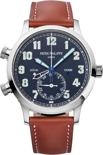 Patek Philippe Complications Calatrava Pilot Travel Time White Gold Blue Dial | 5524G - 001 - Luxury Time NYC