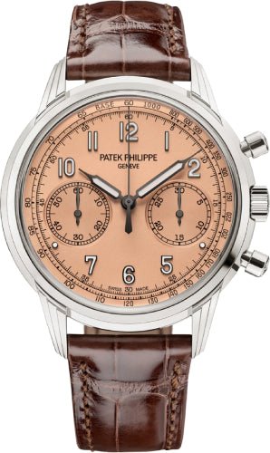 Patek Philippe Complications Chronograph White Gold Rose - Gilt Opaline Salmon Dial | 5172G - 010 - Luxury Time NYC