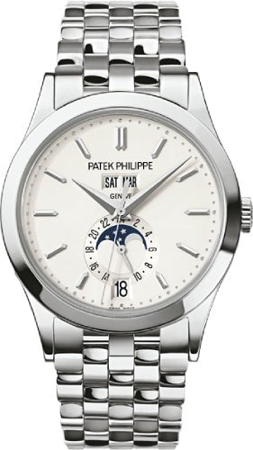 Patek Philippe Complications Day - Date Annual Calendar Moon Phases White Gold Silver Opaline Dial | 5396/1G - 010 - Luxury Time NYC