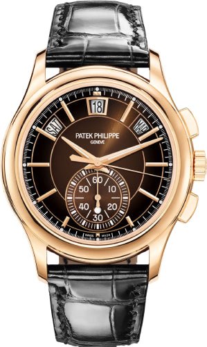 Patek Philippe Complications Flyback Chronograph Annual Calendar Rose Gold Brown Sunburst Dial | 5905R - 001 - Luxury Time NYC