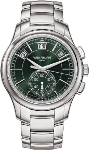 Patek Philippe Complications Flyback Chronograph Annual Calendar Stainless Steel Olive Green Dial | 5905/1A - 001 - Luxury Time NYC