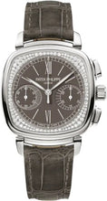 Load image into Gallery viewer, Patek Philippe Complications Ladies Chronograph 35 x 39mm Grey Opaline Roman White Gold Diamond Set Leather Manual | 7071G - 010 - Luxury Time NYC