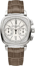 Load image into Gallery viewer, Patek Philippe Complications Ladies Chronograph 35 x 39mm Silver Opaline Roman White Gold Diamond Set Leather Manual | 7071G - 001 - Luxury Time NYC