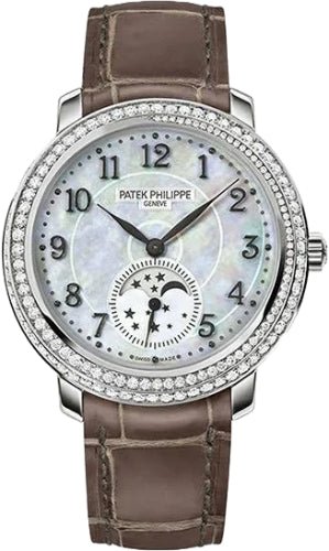 Patek Philippe Complications Moon Phases White Gold Mother of Pearl Dial | 4968G - 010 - Luxury Time NYC