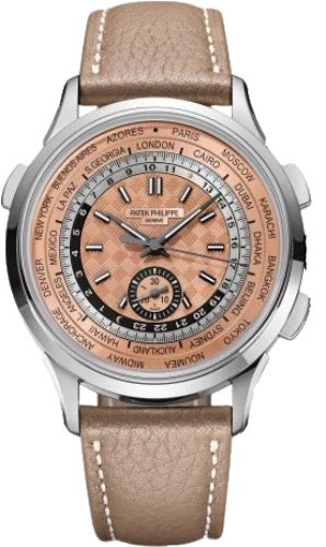 Patek Philippe Complications World Time Flyback Chronograph Stainless Steel Rose Opaline Dial | 5935A - 001 - Luxury Time NYC