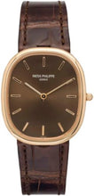 Load image into Gallery viewer, Patek Philippe Golden Ellipse 31.1 x 35.6mm Brown Sunburst Index Rose Gold Leather Manual | 3738/100R - 001 - Luxury Time NYC