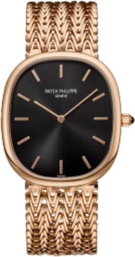 Patek Philippe Golden Ellipse Rose Gold Black Dial Bracelet | 5738/1R - 001 - Luxury Time NYC