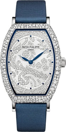 Patek Philippe Gondolo Ladies Guilloched White Gold Diamond Pave | 7099G - 001 - Luxury Time NYC