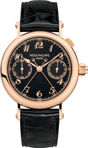 Patek Philippe Grand Complications 33.2mm Black Opaline Arabic Rose Gold Leather - 5959R - 001 - Luxury Time NYC